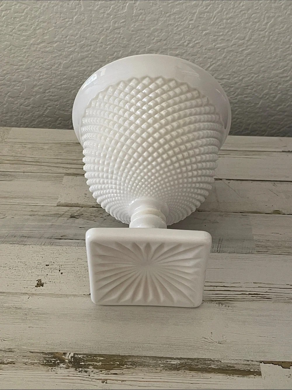 Vintage Westmoreland Style English Hobnail Milk Glass Pedestal Vase